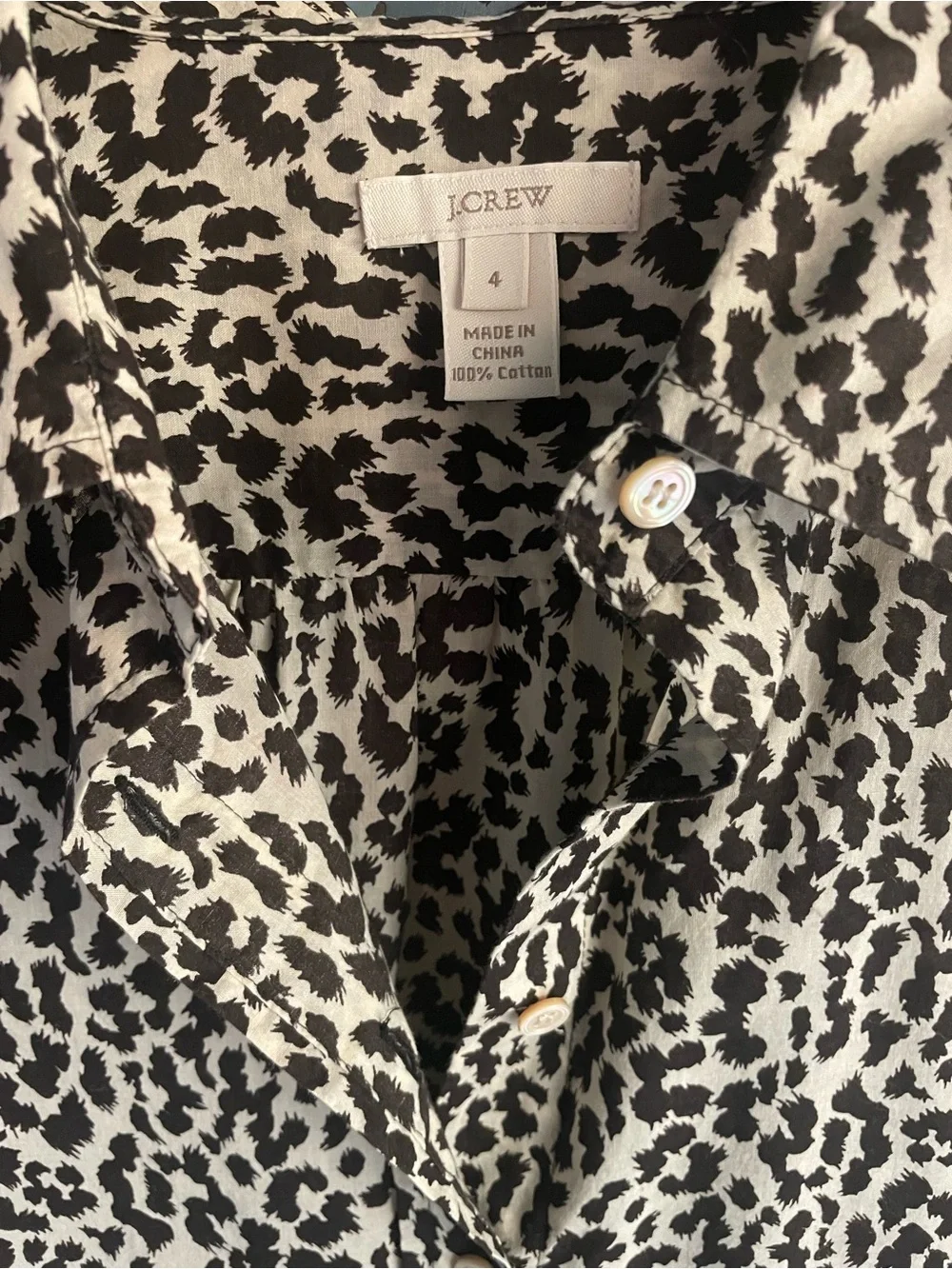 J CREW Animal Print Long Sleeve Blouse - Size 4